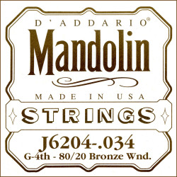 D'Addario J6204, .034 - Corde au détail bronze 80/20 - mandoline