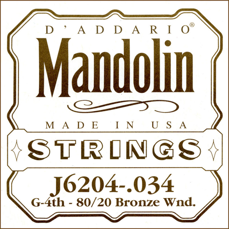 D'Addario J6204, .034 - Corde au détail bronze 80/20 - mandoline