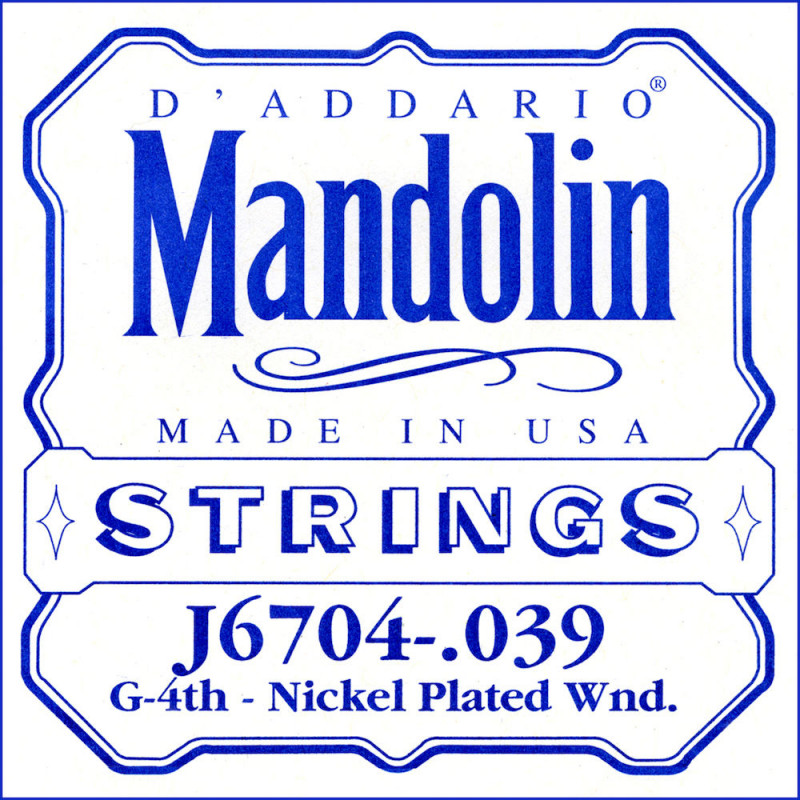 D'Addario J6704, .039 - Corde au détail nickel – Mandoline