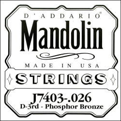D'Addario J7403, troisième corde, .026 - Corde au détail phosphore bronze – Mandoline