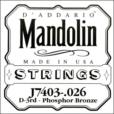 D'Addario J7403, troisième corde, .026 - Corde au détail phosphore bronze – Mandoline