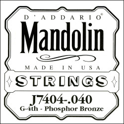 D'Addario J7404, quatrième corde, .040 - Corde au détail phosphore bronze – Mandoline