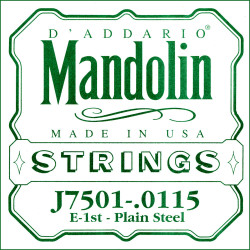 Corde seule pour mandoline D'Addario J7501, acier pur, première corde, .0115