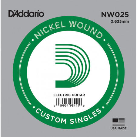 D'Addario NW025 0.635mm - Corde au détail – filet nickel – guitare électrique