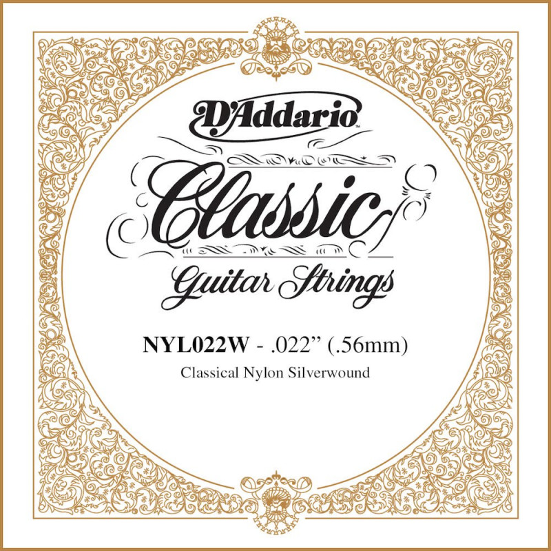 D'Addario NYL022W, .022 - Corde au détail – cuivre plaqué argent – guitare classique