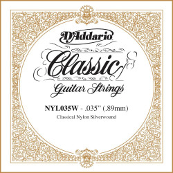 D'Addario NYL035W, .035 - Corde au détail – cuivre plaqué argent – guitare classique
