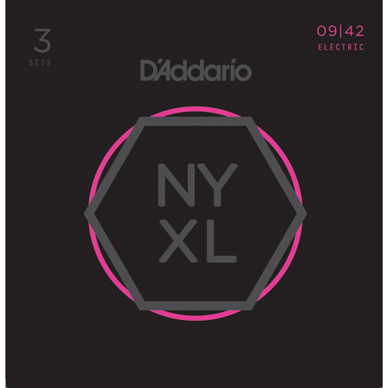D'Addario NYXL0942-3P, filet nickel, Super Light, 9-42 (3 jeux) - Jeu guitare électrique