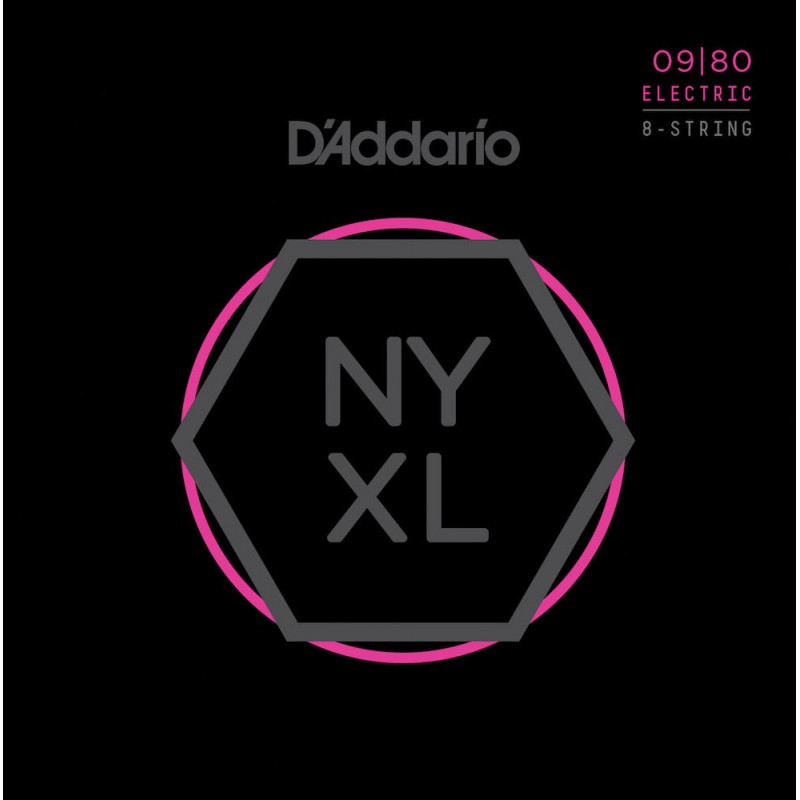 D'Addario NYXL0980 filet nickel, Super Light, 09-80 - Jeu guitare électrique 8 cordes