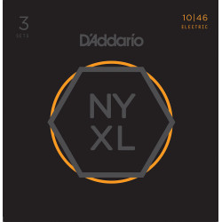 D'Addario NYXL1046-3P, filet nickel, Regular Light, 10-46 (3 jeux) - Jeu guitare électrique