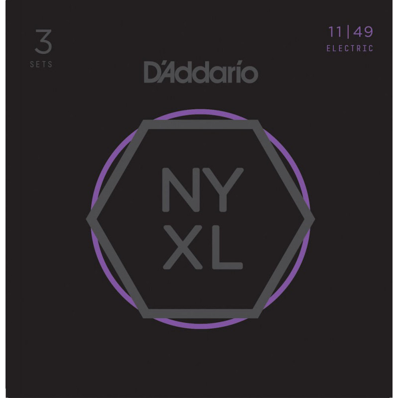 D'Addario NYXL1149-3P, filet nickel, Medium, 11-49 (3 jeux) - Jeu guitare électrique