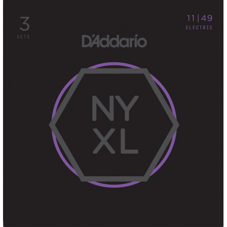 D'Addario NYXL1149-3P, filet nickel, Medium, 11-49 (3 jeux) - Jeu guitare électrique