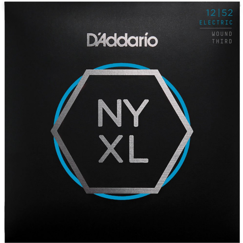 D'Addario NYXL1252W filet nickel, 3e corde avec filet Light, 12-52 - Jeu guitare électrique