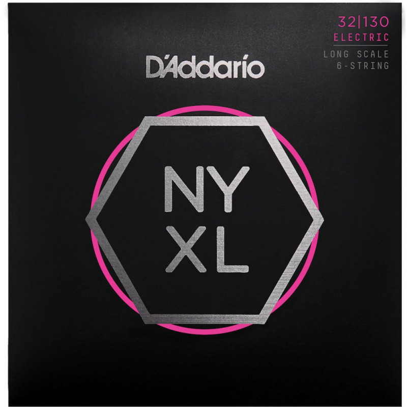 D'Addario NYXL32130 filet nickel, Regular Light, 6 cordes, 32-130, diapason long - jeu guitare basse 6 cordes