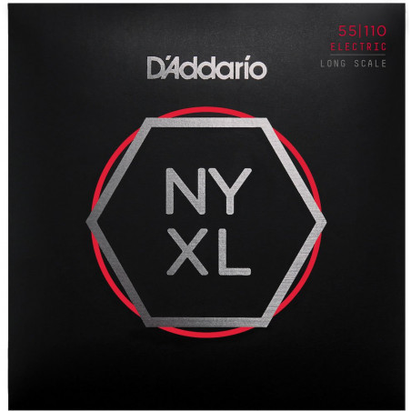 D'Addario NYXL55110 filet nickel, Heavy, 55-110, cordes longues - jeu guitare basse