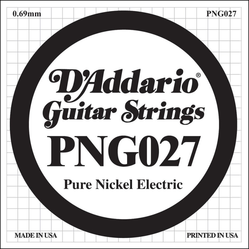 D'Addario PNG027, .027 - Corde au détail nickel pur – guitare électrique