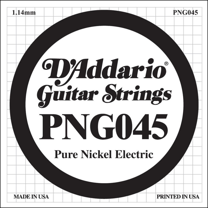 D'Addario PNG045, .045 - Corde au détail nickel pur – guitare électrique