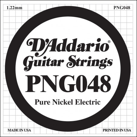 D'Addario PNG048, .048 - Corde au détail nickel pur – guitare électrique