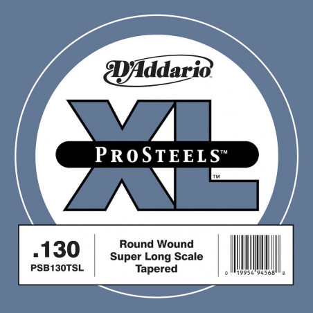 D'Addario ProSteels PSB130TSL, corde extra-longue, .130, sans surfilage - Corde au détail – guitare basse