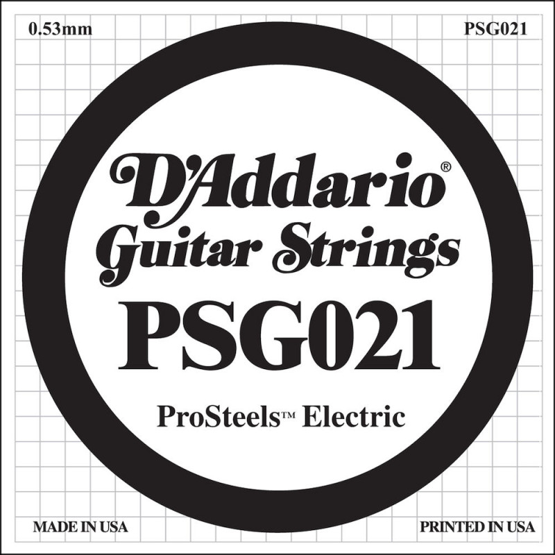 D'Addario ProSteels PSG021, .021 - Corde au détail – guitare électrique