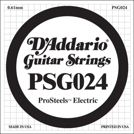 D'Addario ProSteels PSG024, .024 - Corde au détail – guitare électrique