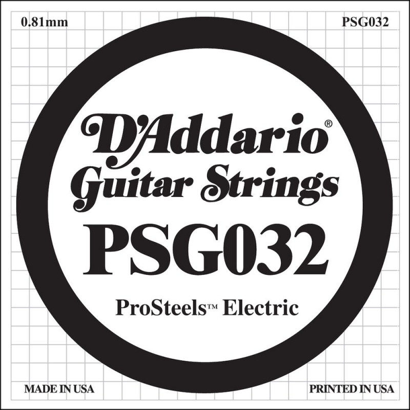 D'Addario ProSteels PSG032, .032 - Corde au détail – guitare électrique