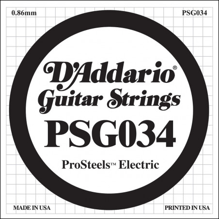 D'Addario ProSteels PSG034, .034 - Corde au détail – guitare électrique
