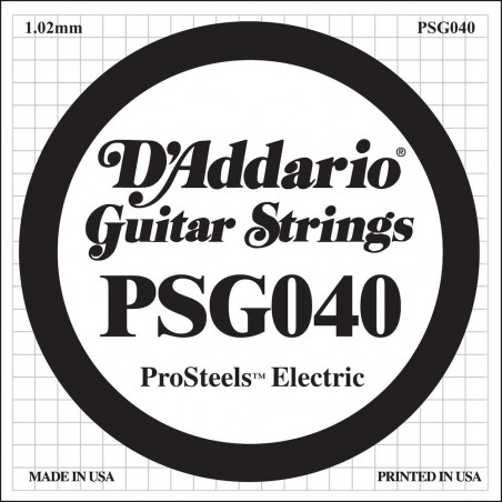 D'Addario ProSteels PSG040, .040 - Corde au détail – guitare électrique