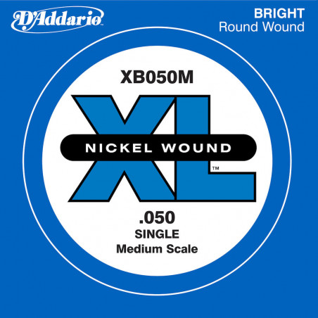 D'Addario XB050M, corde moyenne, .050 - Corde au détail nickel – guitare basse