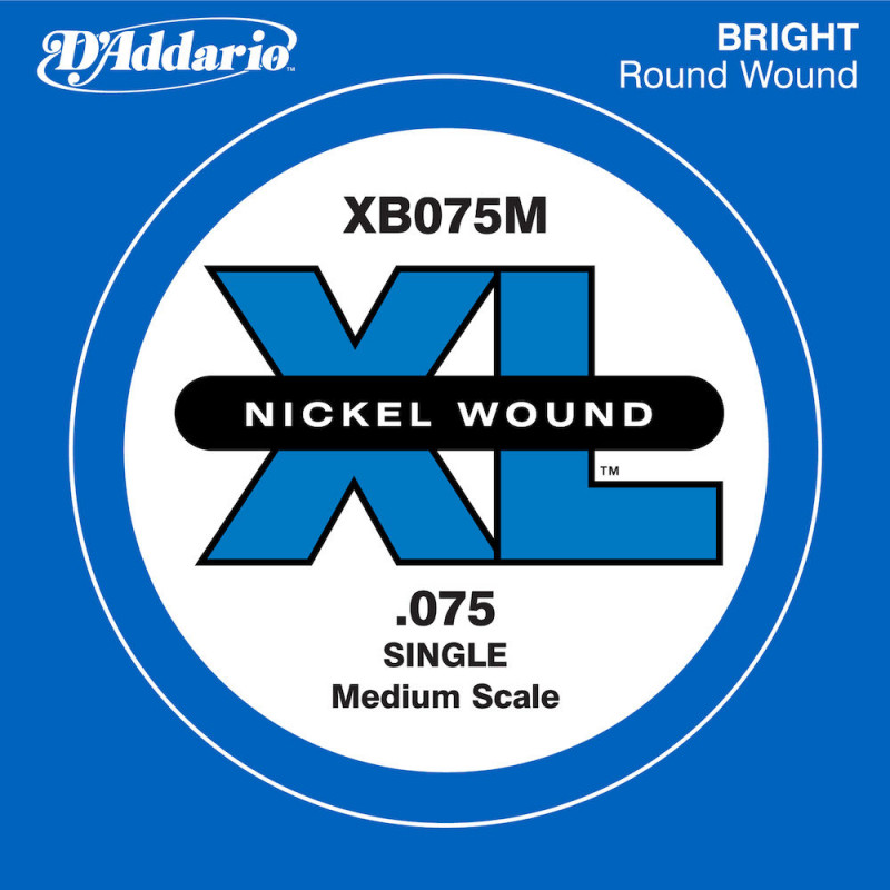 D'Addario XB075M, corde moyenne, .075 - Corde au détail nickel – guitare basse