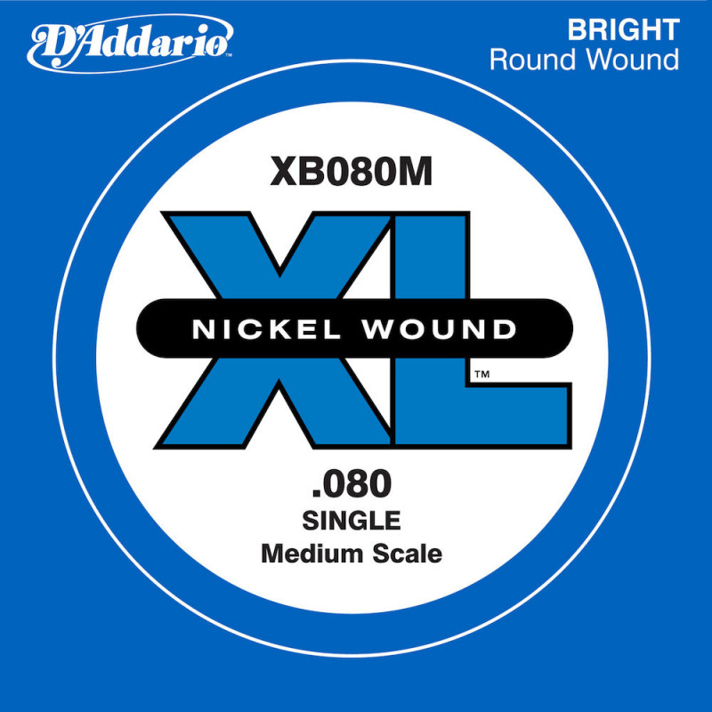 D'Addario XB080M, corde moyenne, .080 - Corde au détail nickel – guitare basse