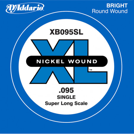 D'Addario XB095SL, corde extra-longue, .095 - Corde au détail nickel – guitare basse