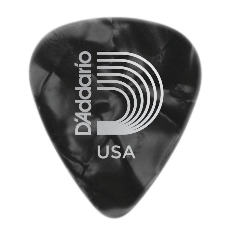 D'Addario 1CBKP4-25 - Médiators guitare Celluloïd motif perle noirs, pack de 25, Medium