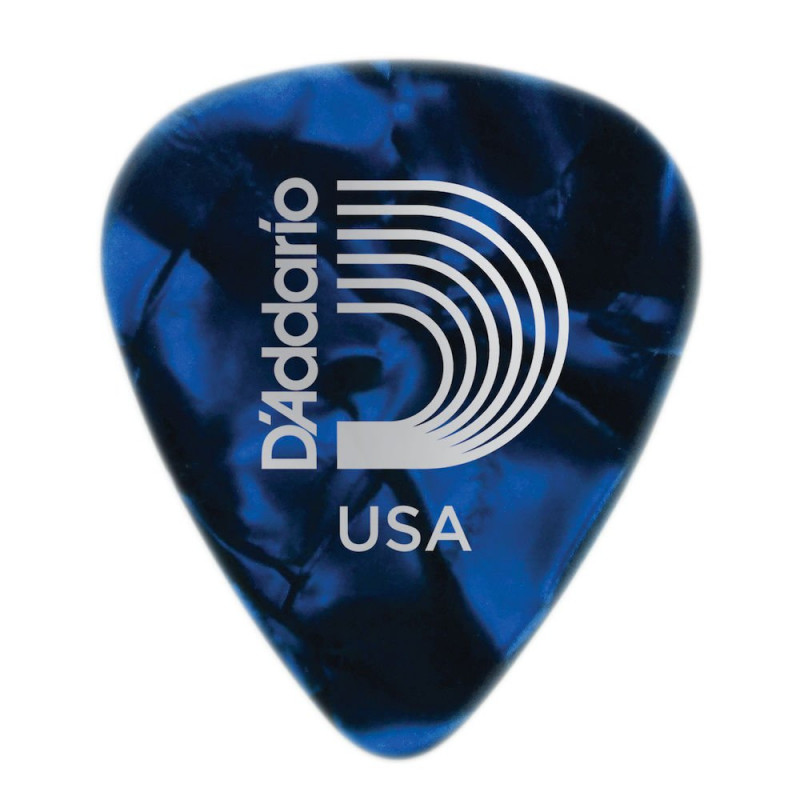 D'Addario 1CBUP4-25 - Médiators guitare Celluloïd motif perle bleus, pack de 25, Medium