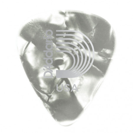 D'Addario 1CWP2-25 - Médiators guitare Celluloïd motif perle blancs, pack de 25, Light