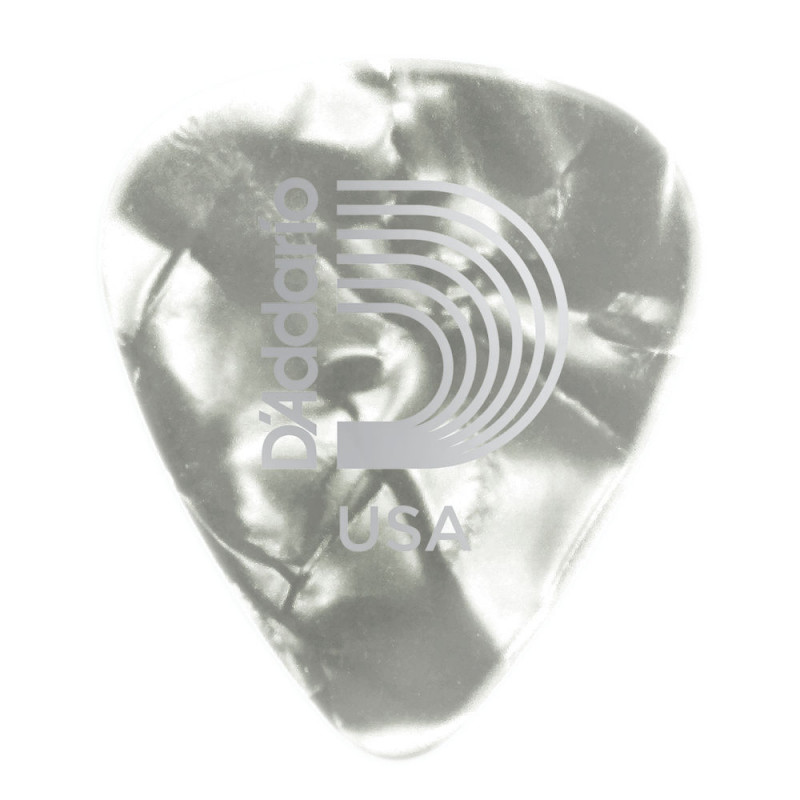 D'Addario 1CWP6-25 - Médiators guitare Celluloïd motif perle blancs, pack de 25, Heavy