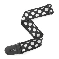 D'Addario T20W1407 - T20W1407 - Sangle pour guitare 2'' - Large Polka Dot Black Silver