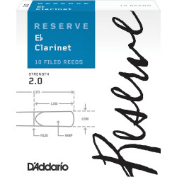 D'Addario DBR1020 - Anches Reserve - clarinette mi bémol, force 2, boîte de 10