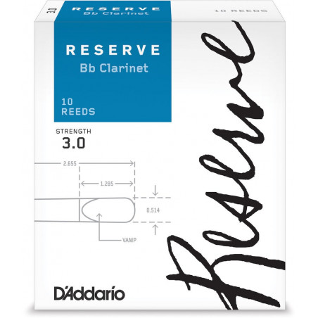 D'Addario DCR1030 - Anches Reserve - clarinette si bémol, force 4.5, boîte de 10