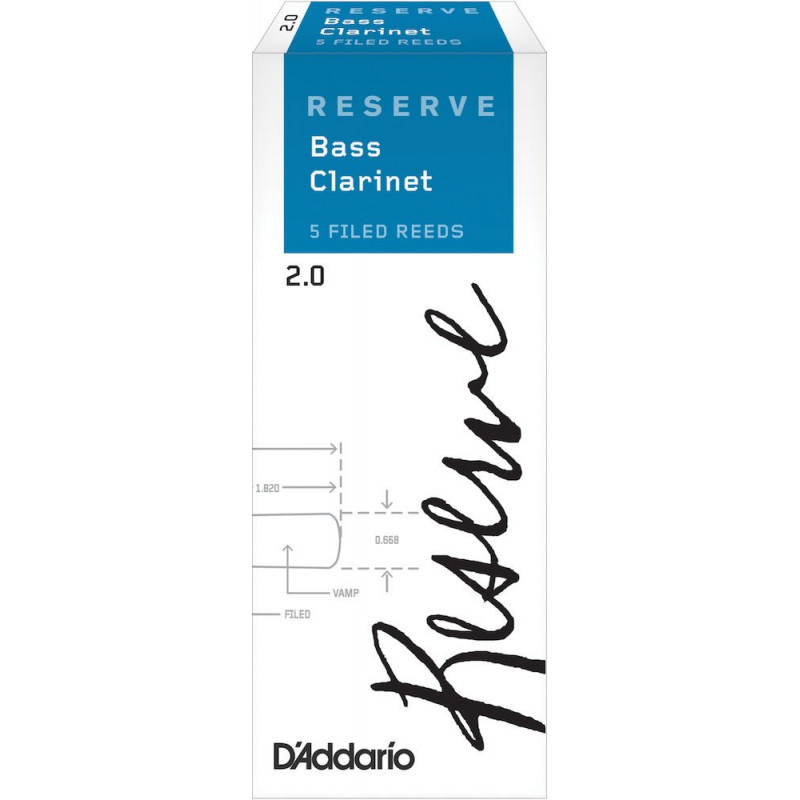 D'Addario DER0520 - Anches Reserve - clarinette basse, force 2, boîte de 5