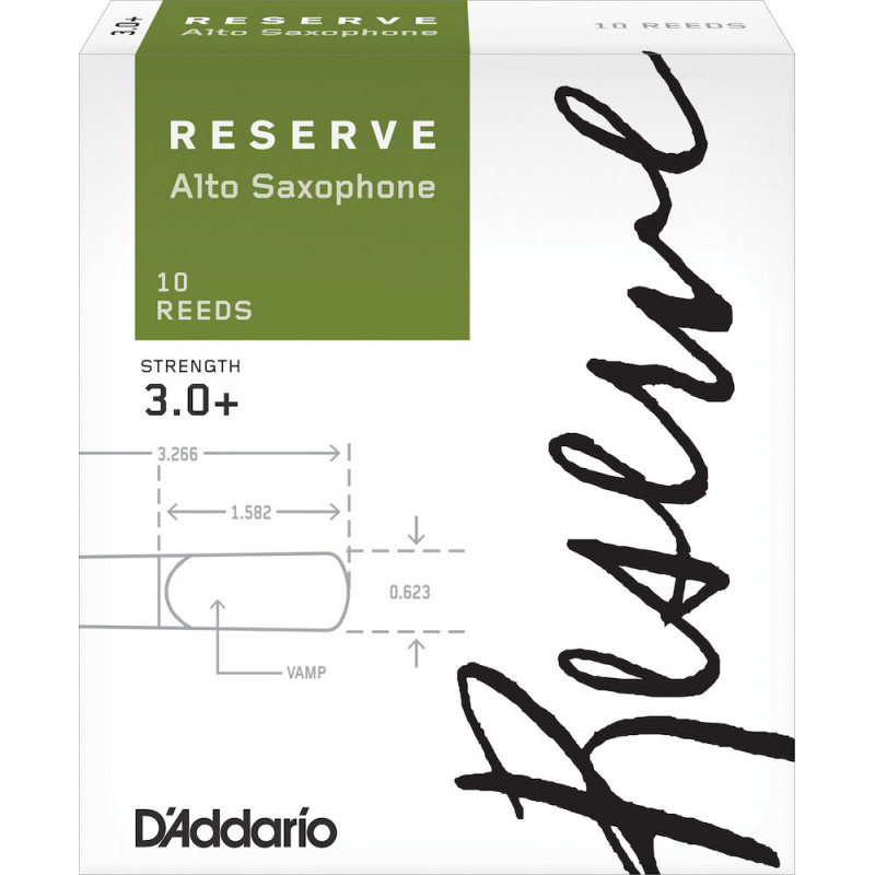 D'Addario DJR10305 - Anches Reserve - saxophone alto, force 3+, boîte de 10