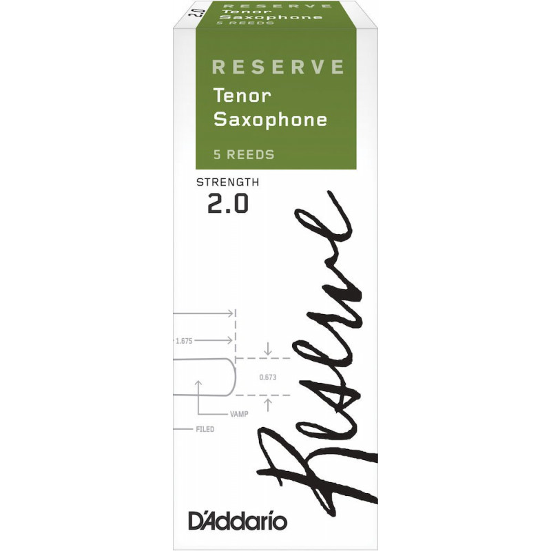 D'Addario DKR0520 - Anches Reserve - saxophone ténor, force 2, boîte de 5
