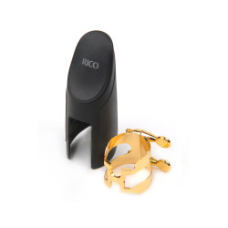 D'Addario HTS1G - Ligature H et couvre-bec - saxophone ténor (becs en ébonite), dorée