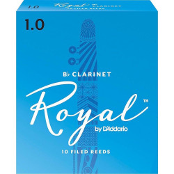 D'Addario RCB1010 - Anches clarinette si bémol, force 1.0, boîte de 10