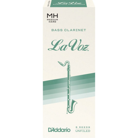 D'Addario REC05MH - Anches La Voz clarinette basse, force Medium Hard, boîte de 5