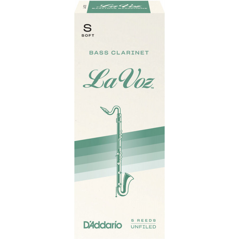 D'Addario REC05SF - Anches La Voz clarinette basse, force Soft, boîte de 5