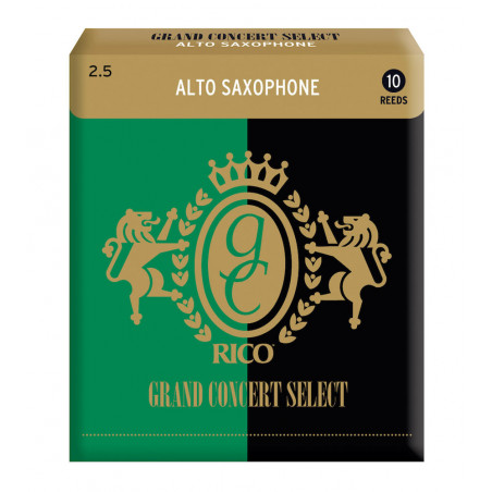 D'Addario RGC10ASX250 - Anches Grand Concert Select - saxophone alto, force 2.5, boîte de 10