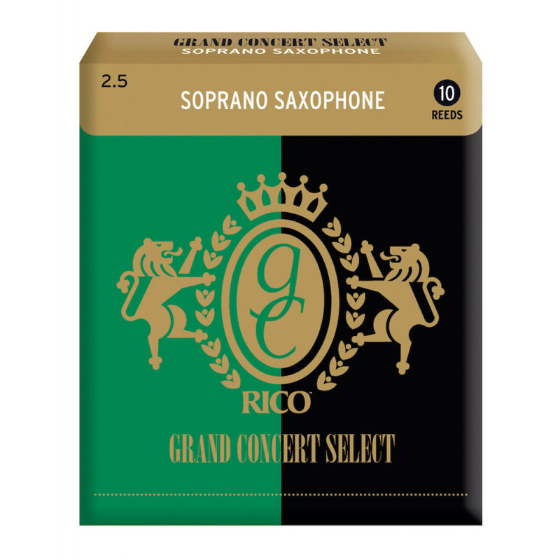 D'Addario RGC10SSX250 - Anches Grand Concert Select - saxophone soprano, force 2.5, boîte de 10