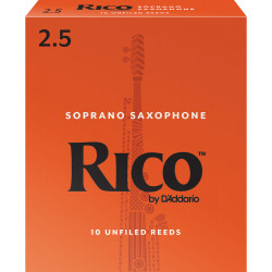 D'Addario RIA1025 - Anches saxophone soprano, force 2.5, boîte de 10