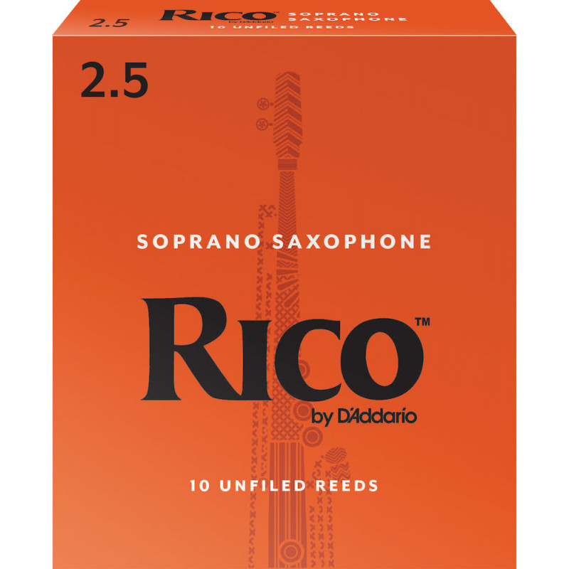 D'Addario RIA1025 - Anches saxophone soprano, force 2.5, boîte de 10