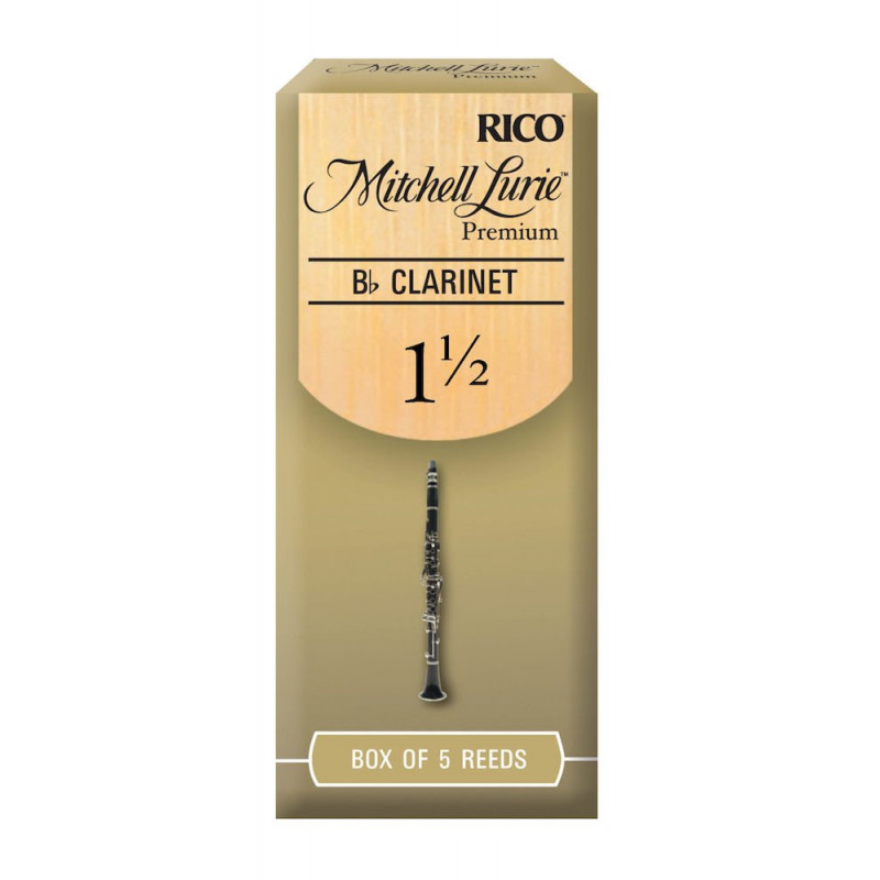 D'Addario RMLP5BCL150 - Anches Mitchell Lurie Premium - clarinette si bémol, force 1.5, boîte de 5
